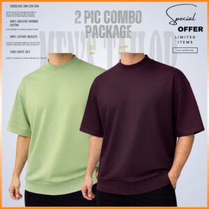 𝐌𝐨𝐜𝐤 𝐍𝐞𝐜𝐤 𝐃𝐫𝐨𝐩 𝐒𝐡𝐨𝐮𝐥𝐝𝐞𝐫 _ 2 pic Combo Offer 200+ GSM_ 𝑻𝒆𝒓𝒓𝒚 𝑪𝒐𝒕𝒕𝒐𝒏 𝒇𝒂𝒃𝒓𝒊𝒄 - Sage Green - Wine